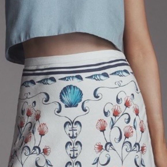 Farm Rio x Anthropologie Linen Blend Midi Skirt Large NWT - Picture 2 of 13